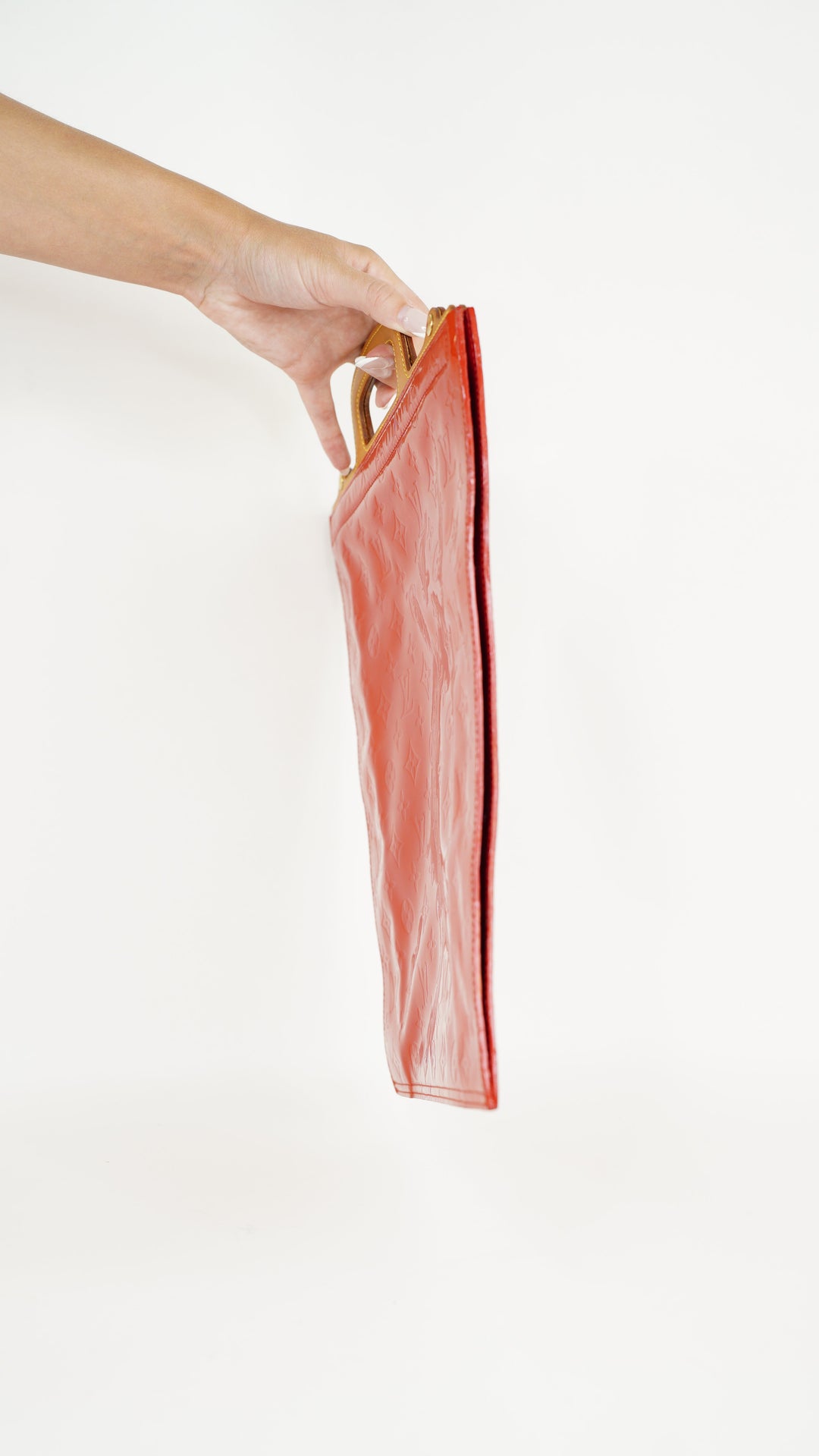 Louis Vuitton Monogram Vernis Sac Plat Tote Bag Red MK36