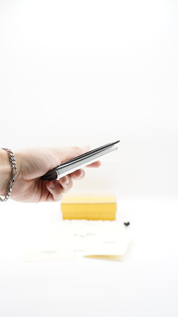 Fendi Silver Leather Logo Card Case SS23