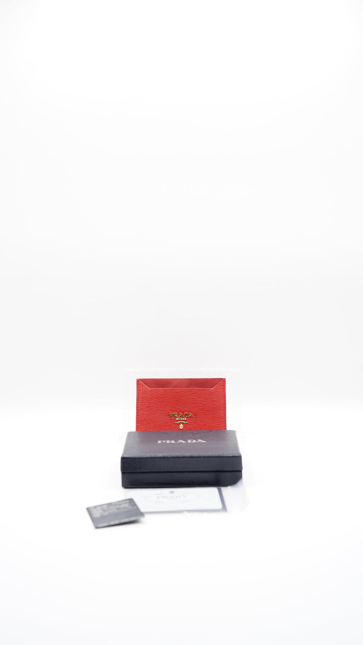Prada Leather Card Case Red SS17