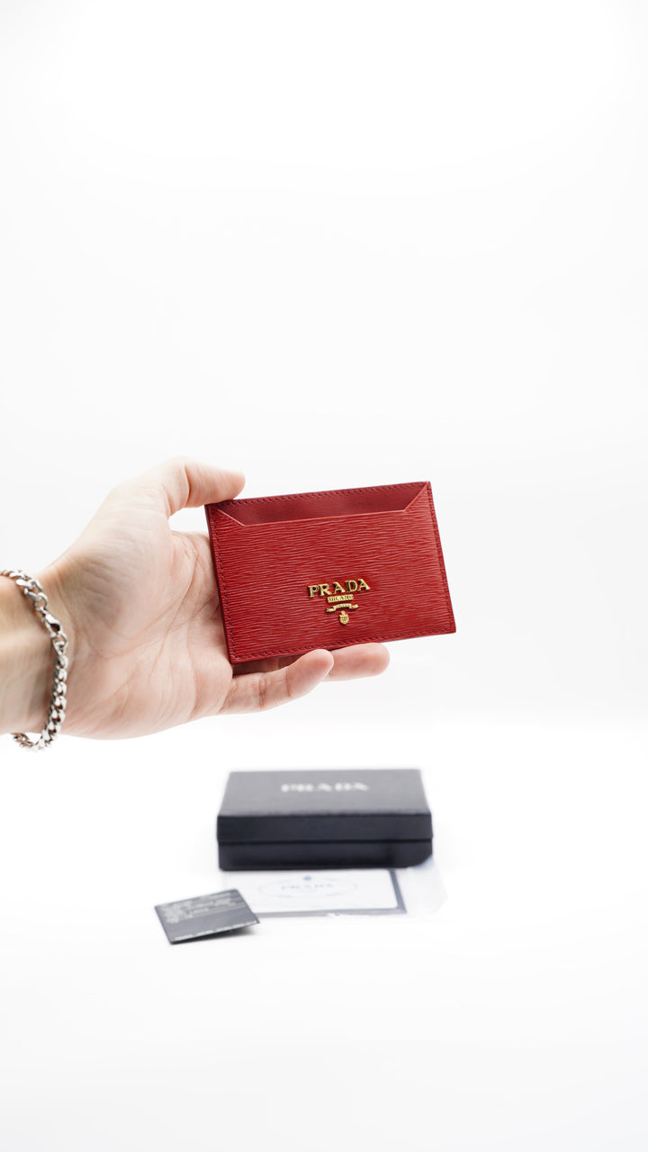 Prada Leather Card Case Red SS17