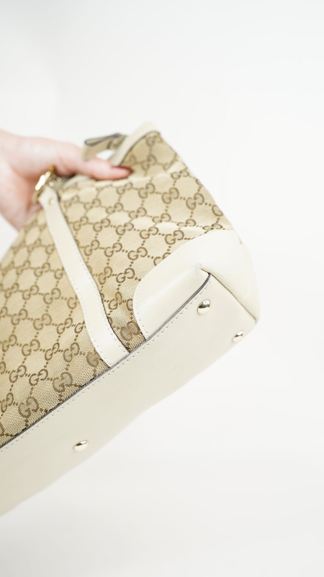 Gucci Heart GG Canvas Tote Bag Beige x Brown #245