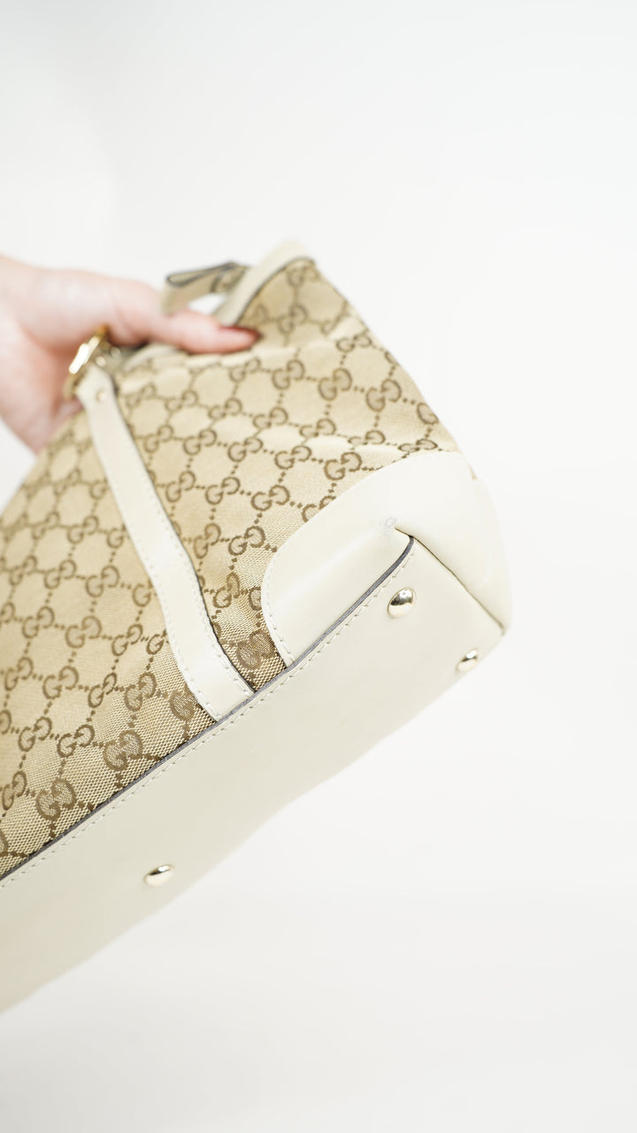 Gucci Heart GG Canvas Tote Bag Beige x Brown #245