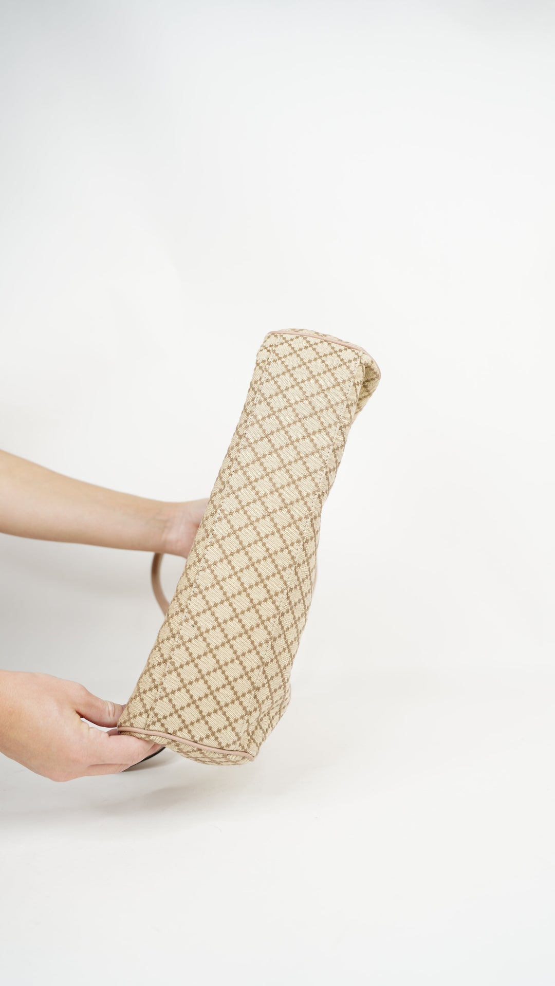 Gucci Diamante Handbag Beige x Pink w/GG Charm #345