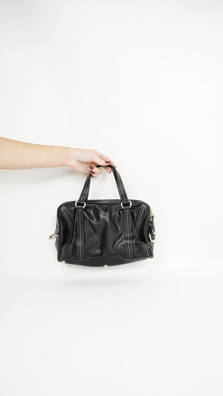 Gucci Leather Vintage Bow-Tie Boston Bag Brown #367