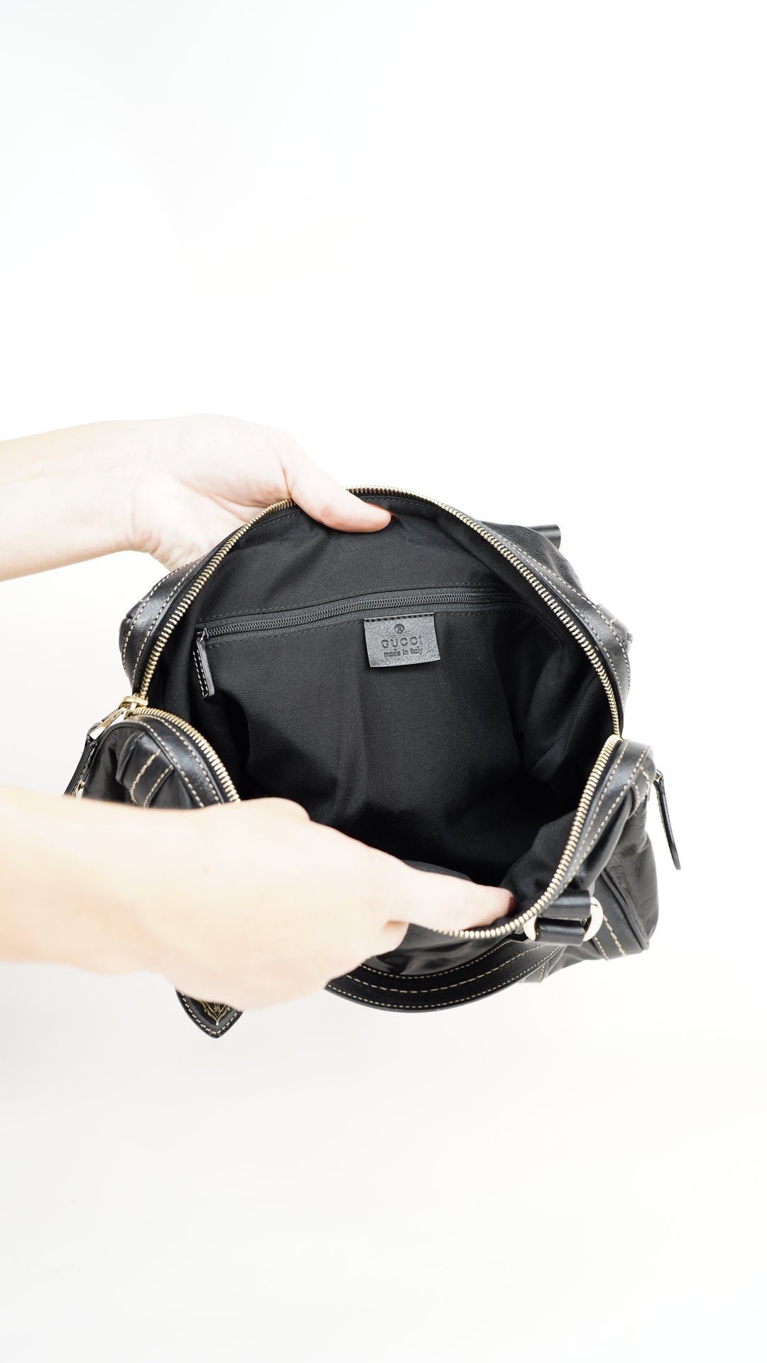 Gucci Leather Vintage Bow-Tie Boston Bag Brown #367