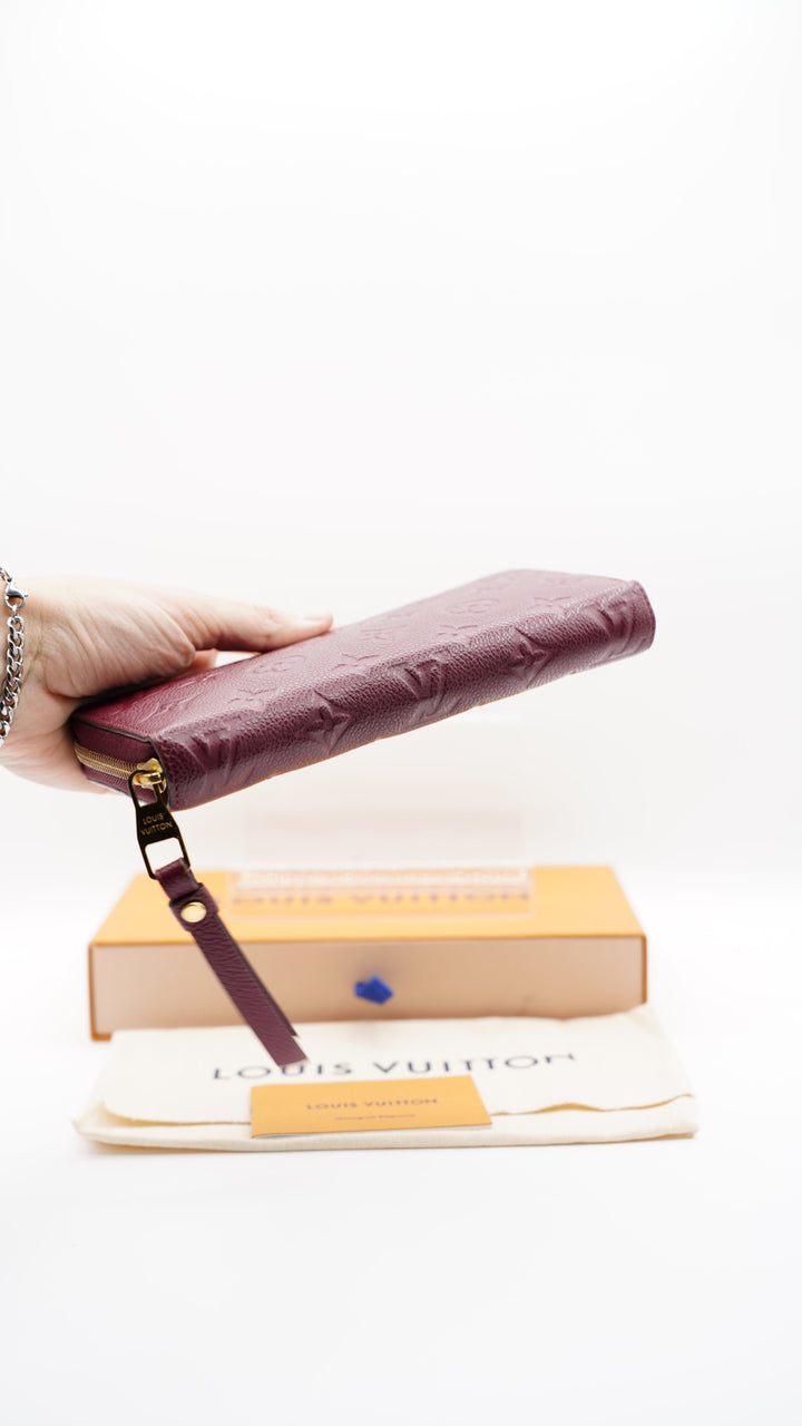 Louis Vuitton Monogram Empreinte Long Zippy Wallet Maroon Red #253