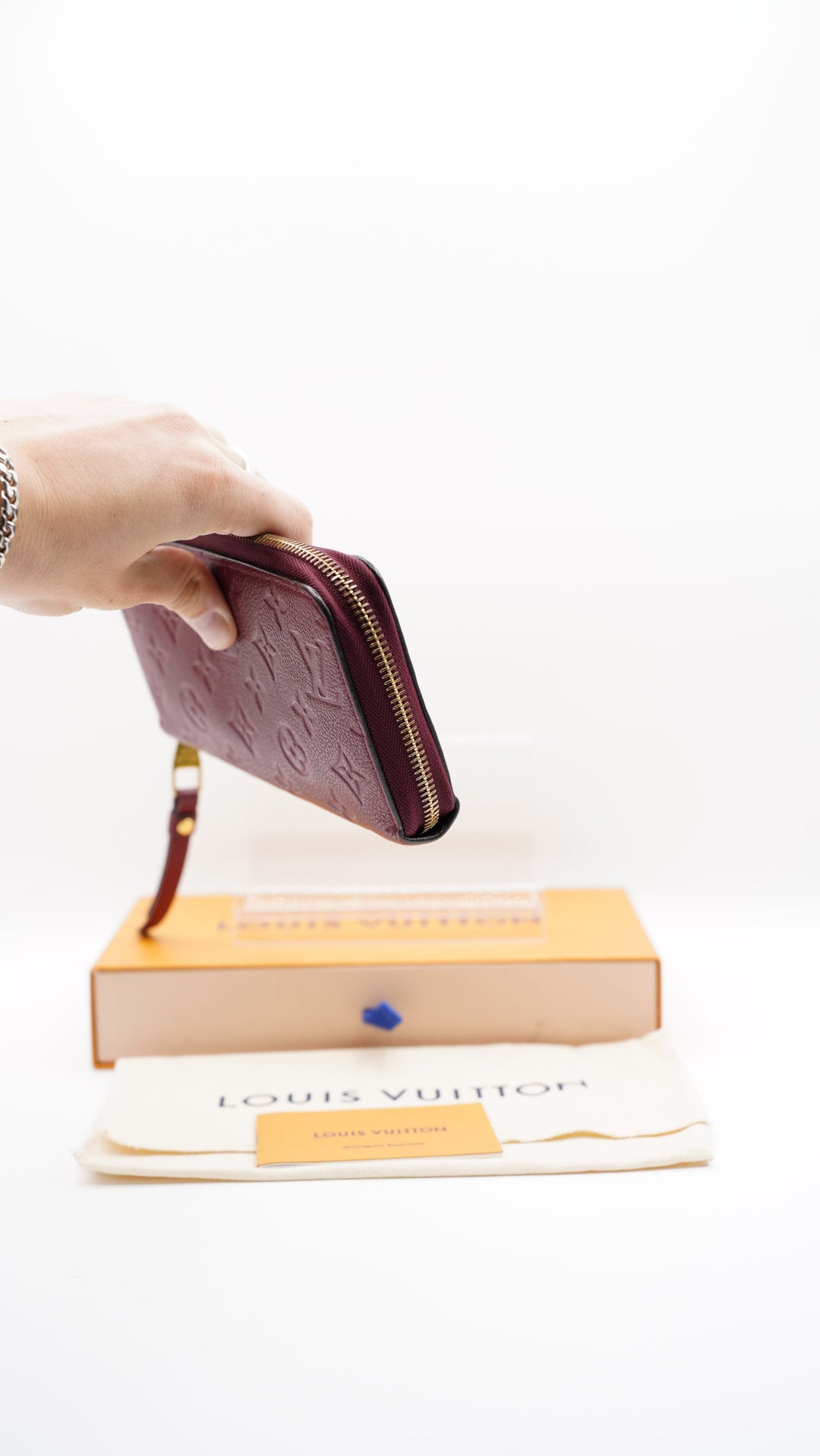 Louis Vuitton Monogram Empreinte Long Zippy Wallet Maroon Red #253