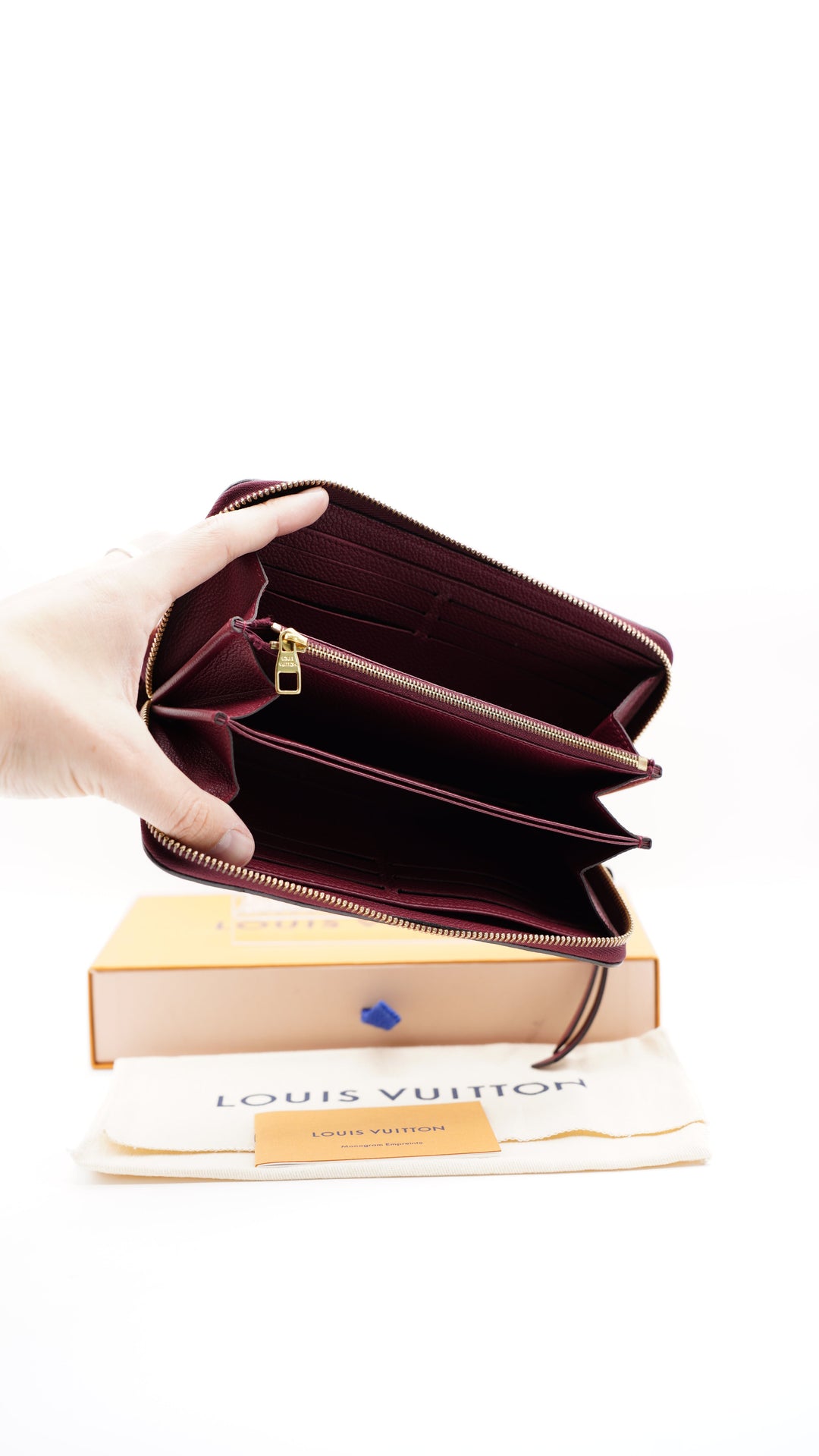 Louis Vuitton Monogram Empreinte Long Zippy Wallet Maroon Red #253