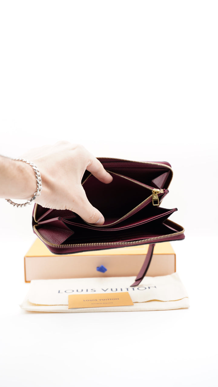 Louis Vuitton Monogram Empreinte Long Zippy Wallet Maroon Red #253