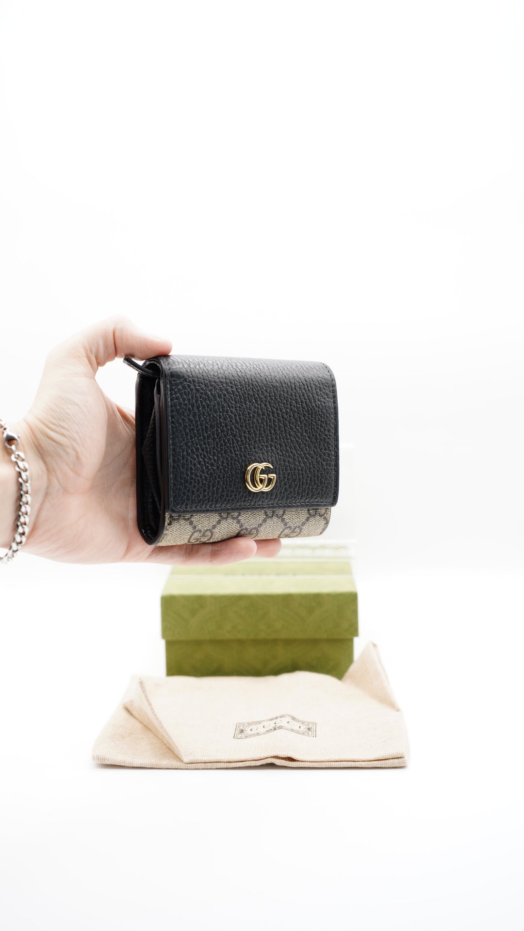 Gucci GG Marmont Compact Wallet Brown x Black #235