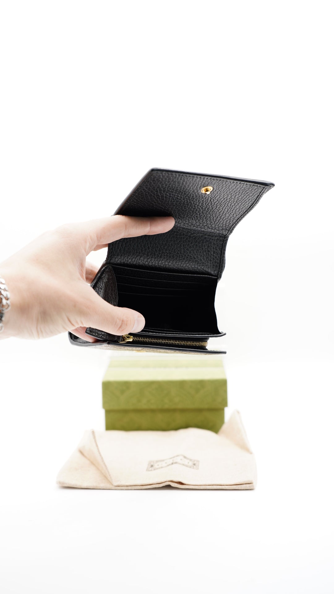 Gucci GG Marmont Compact Wallet Brown x Black #235