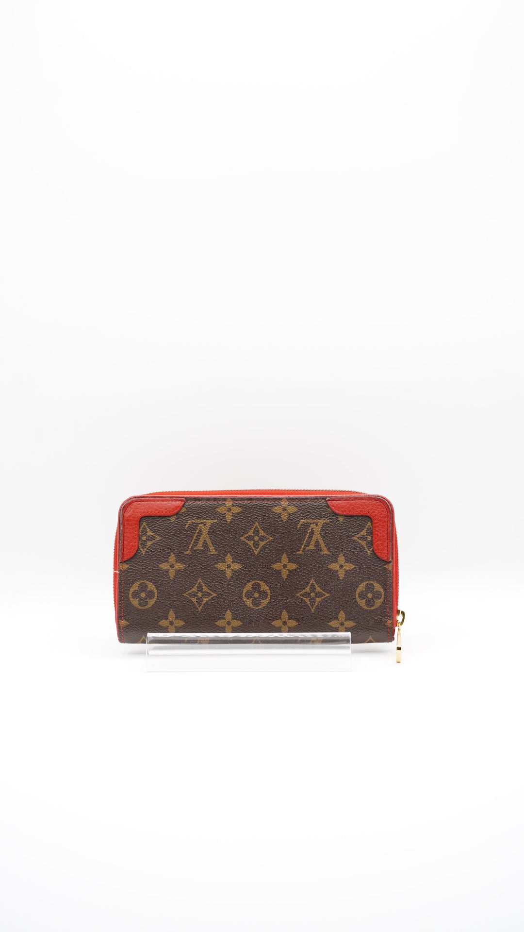 Louis Vuitton Monogram Retiro Long Zippy Wallet Brown x Red #251