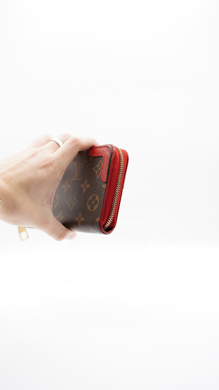 Louis Vuitton Monogram Retiro Long Zippy Wallet Brown x Red #251