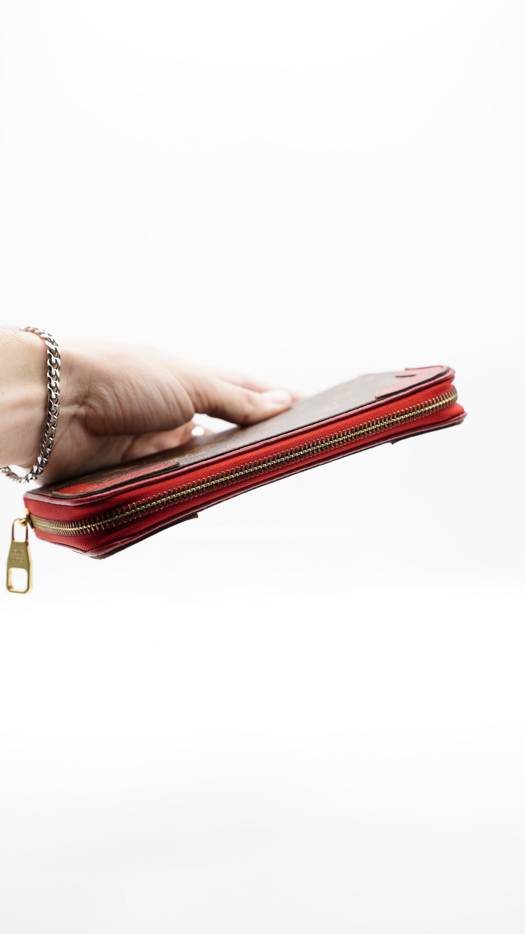 Louis Vuitton Monogram Retiro Long Zippy Wallet Brown x Red #251