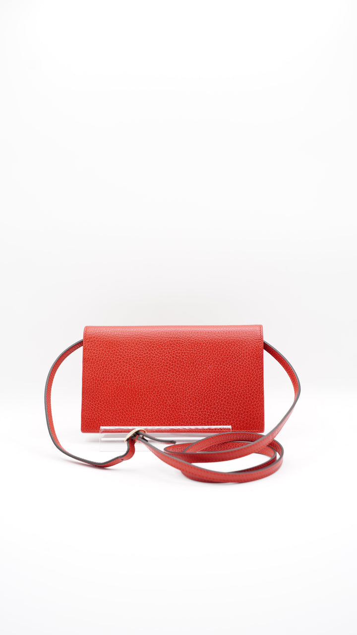 Gucci Leather Swing Shoulder Wallet on Strap Red #381