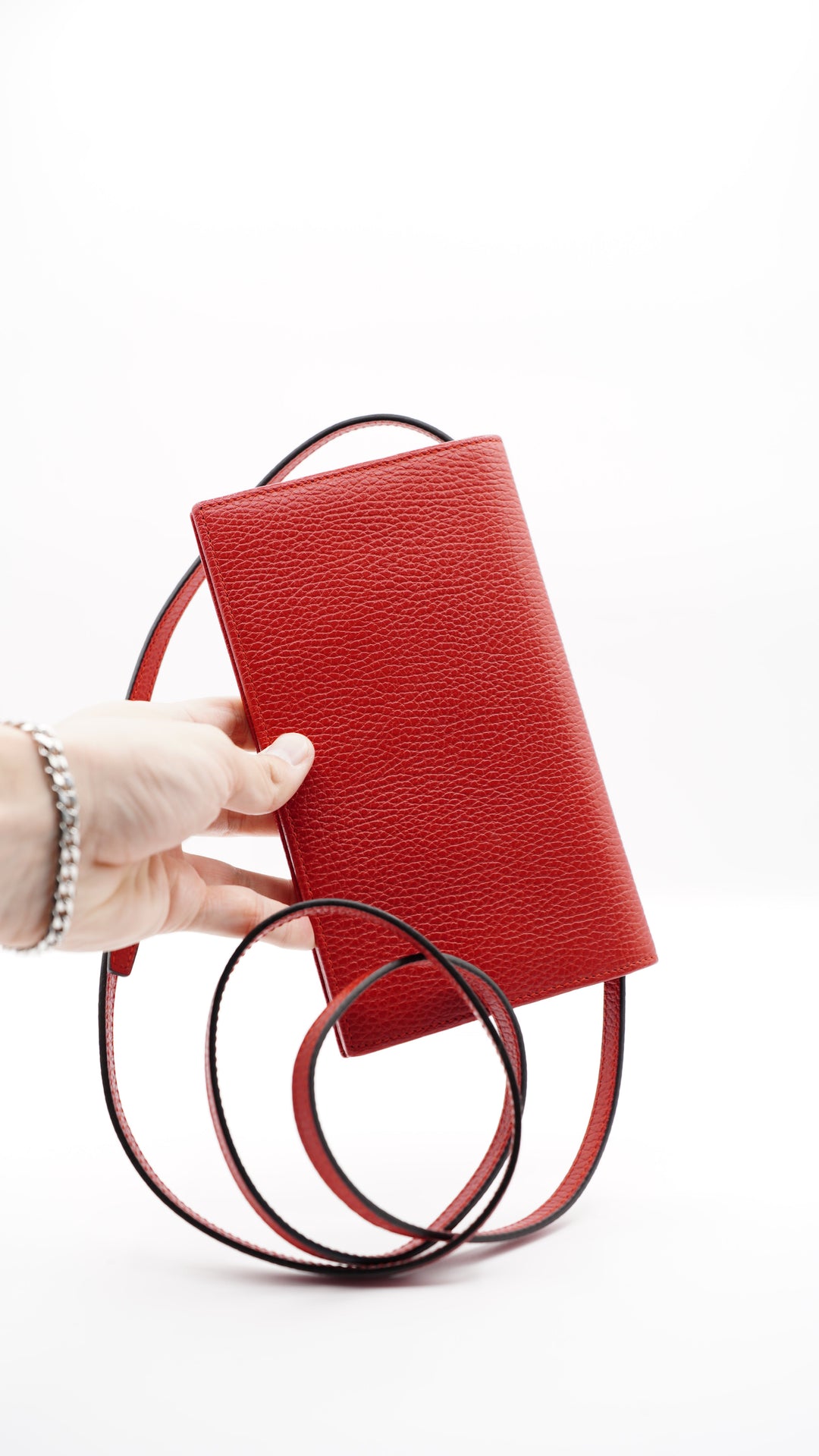 Gucci Leather Swing Shoulder Wallet on Strap Red #381