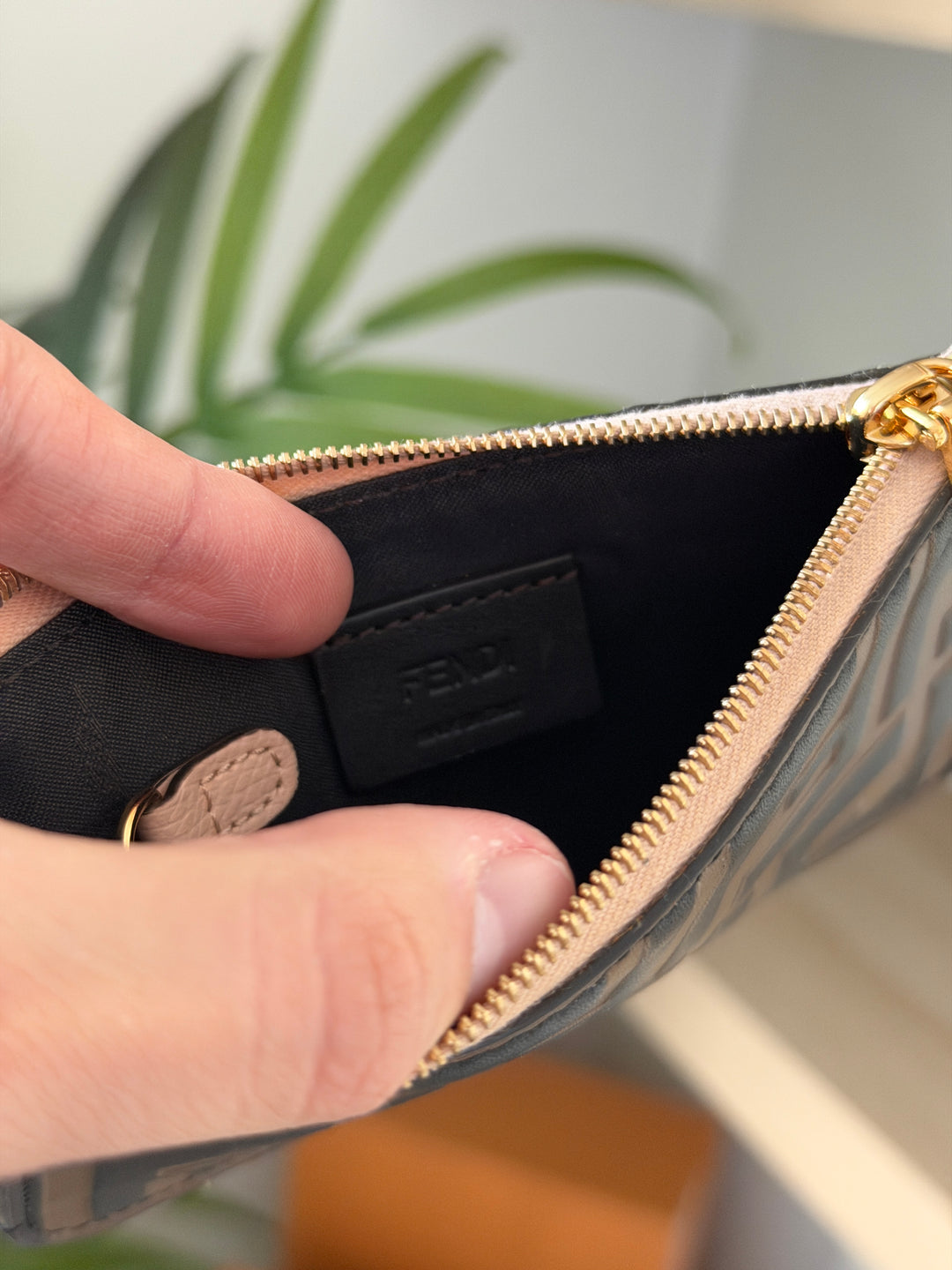 Fendi Zucca Leather Pochette Cles Coin Wallet Brown x Pink w/Full Inclusion VTR8