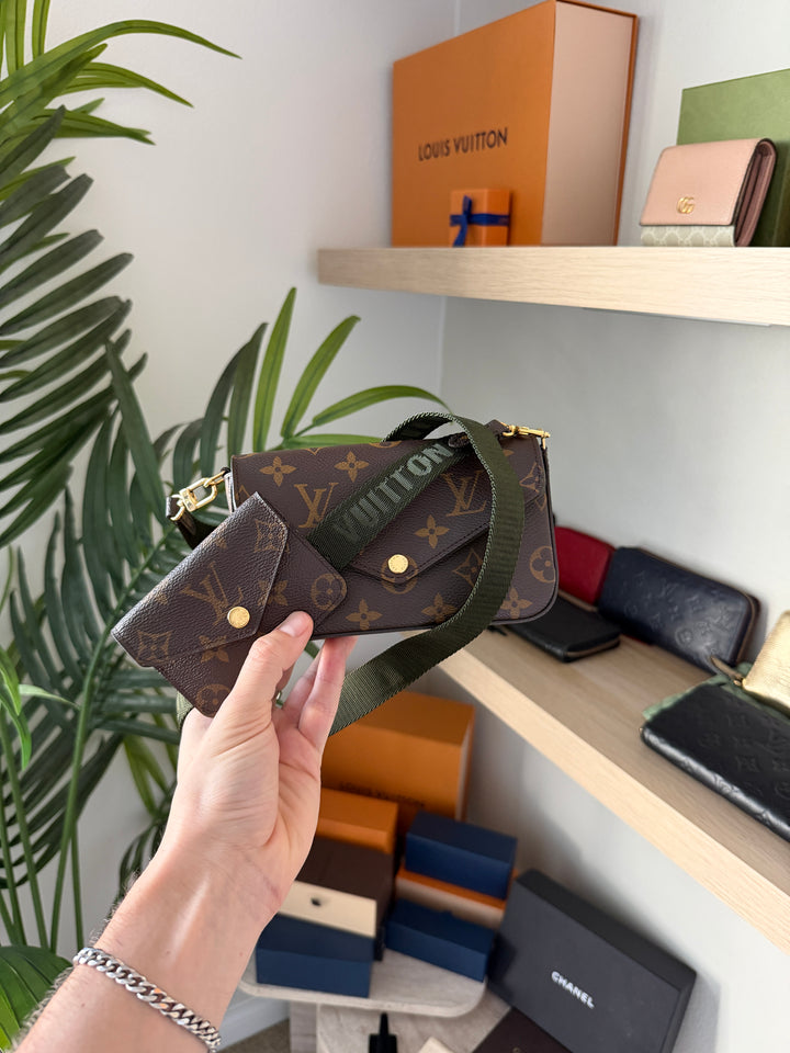 Louis Vuitton Monogram Multi Pochette Felicie Crossbody Bag Brown w/Full Inclusion QAS13