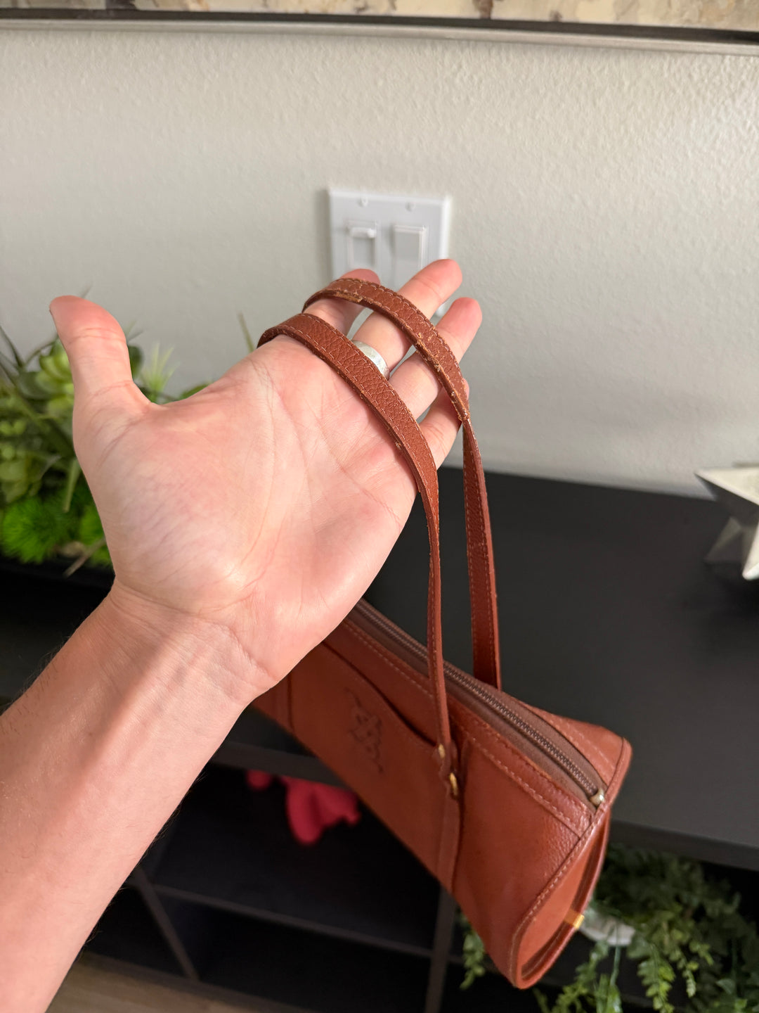 Saint Laurent Leather Cassandra Mini Boston Bag Brown SB57