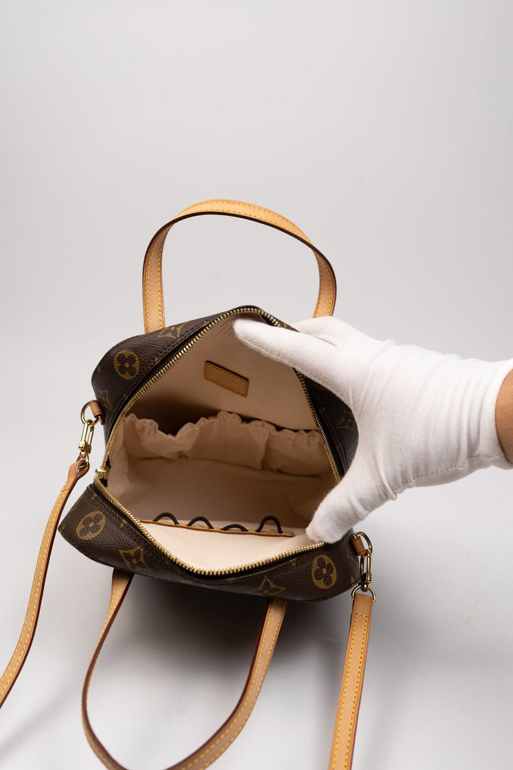 Louis Vuitton Spontini Hand Bag Brown w/Shoulder EX4