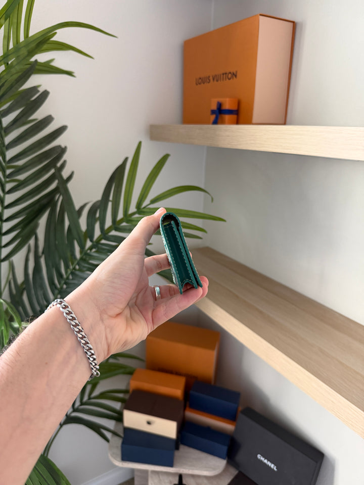 Goyard Herringbone Leather Card Case Green w/Full Inclusion  VTR3