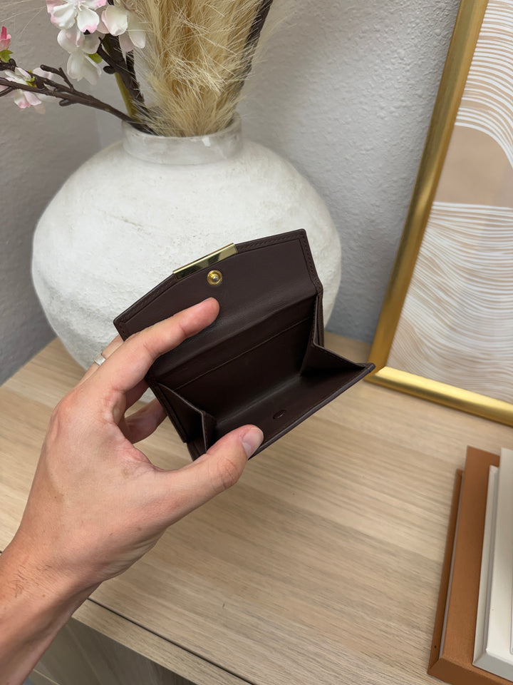 Loewe Suede Double Snap Wallet Brown x Red SL56