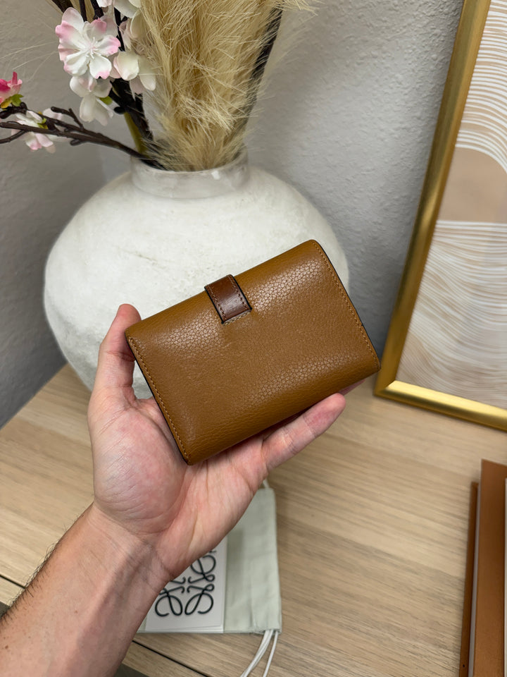 Loewe Anagram Leather Trifold Wallet Brown w/Dust Bag SL54