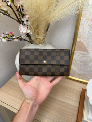 Louis Vuitton Damier Ebene Sarah Wallet Brown SL28