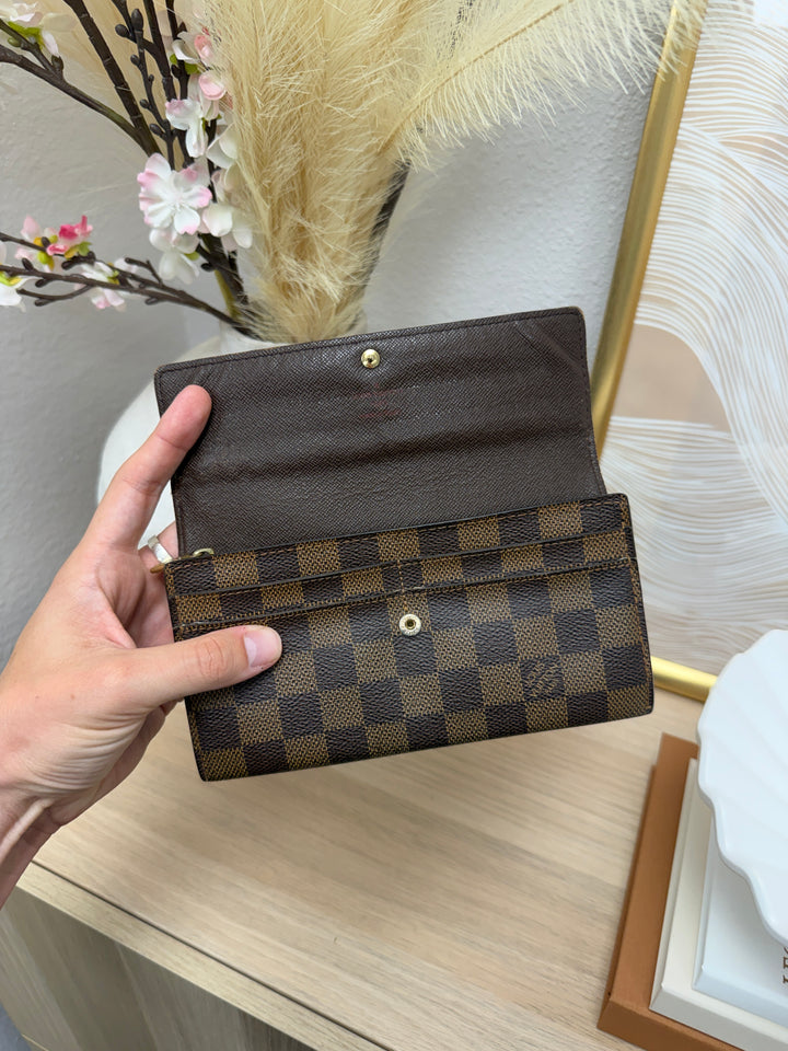 Louis Vuitton Damier Ebene Sarah Wallet Brown SL28