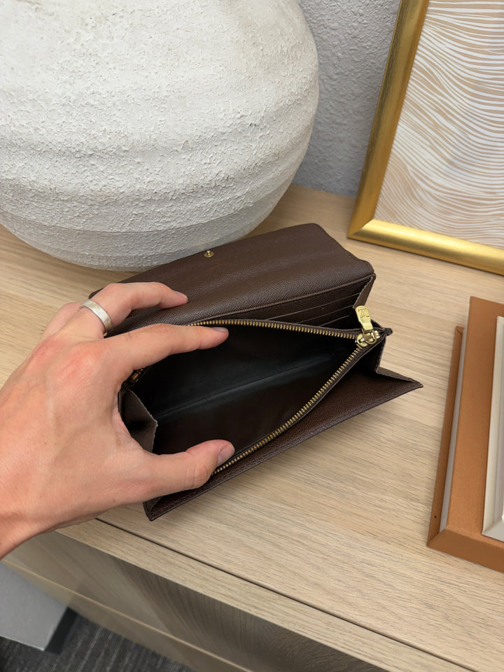 Louis Vuitton Damier Ebene Sarah Wallet Brown SL28